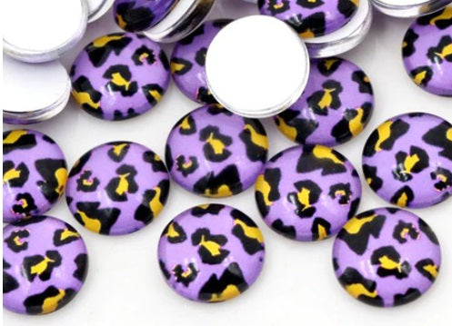 Purple Animal Print 12mm Glass Cabochon