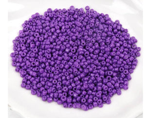 Purple Glass Seed Beads, 2mm
