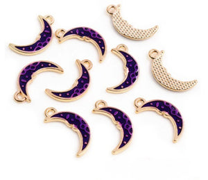 Gold Plated Purple Moon Charms
