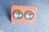 Rainbow with Clouds Glass Cabochons available in 10mm and 12mm