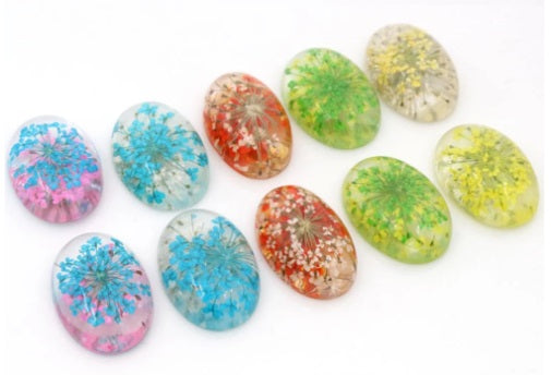 resin oval flower cabochons