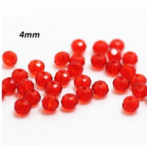Red Rondelle Beads,  Christmas Beads, Glass 4mm Beads,