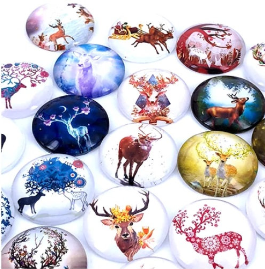 Reindeer Glass Cabochons in 10mm and 12mm
