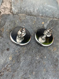 rhodium cabochon earrings