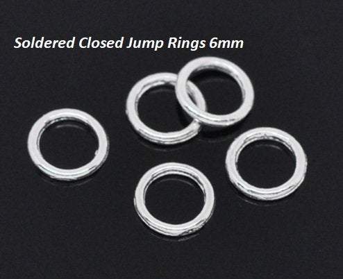 Silver Jump Rings, 6mm Soldered Closed