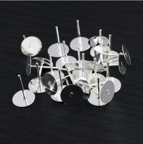8mm, 10mm or 12mm Silver Plated Earring Stud Posts