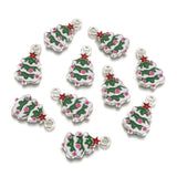 Silver Enamel Christmas Tree Charms 26mm