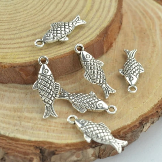 Silver Double Sided Fish Charms
