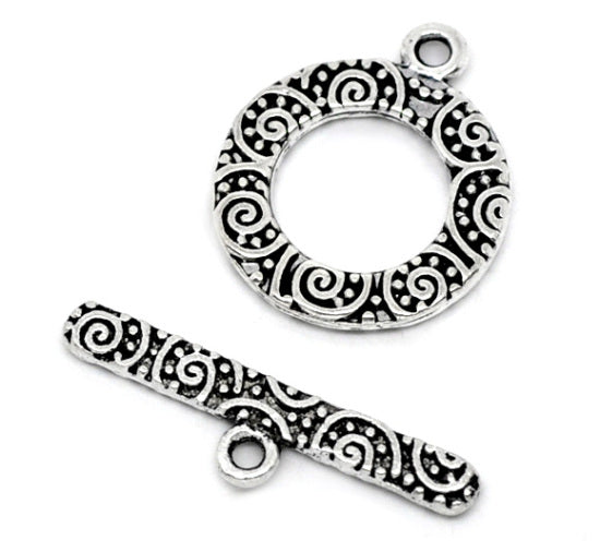 Silver Jewellery Toggle Clasps, Pack of 3