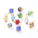 Small Electroplated Glass Charms with Gold Plated Loops