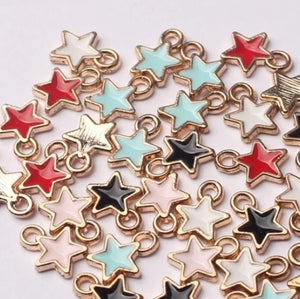Gold Plated Small Enamel Star Charms