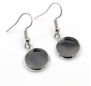 10mm stainless steel cabochon earrings