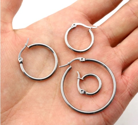 Steel Earring Hoops, Stainless Steel, Hoop Earrings, Silver Hoops, Large Hoops, 25mm, 30mm, 35mm,