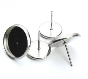 Surgical Stainless Steel Cabochon Earrings in 10mm and 12mm - Sensitive Ears