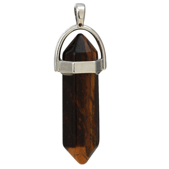 Natural Tiger Eye Double Point Pendant
