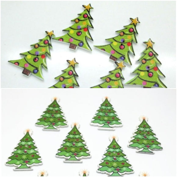 Wooden Christmas Tree Buttons