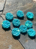 8mm, 10mm or 12mm Turquoise Blue Druzy Cabochons