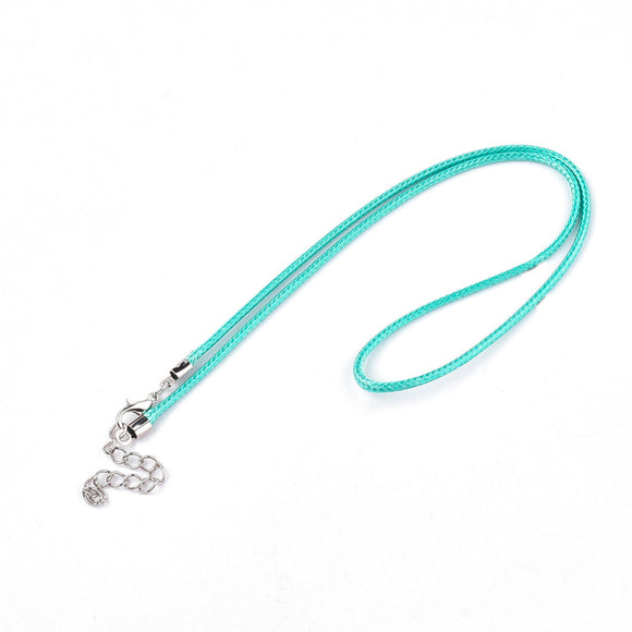 Turquoise Colour Waxed Cord Necklaces