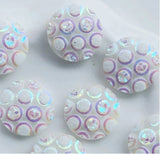 White and Silver Bubble Pattern 12mm Cabochons