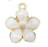 Gold Enamel Flower Charms 17mm - Individual Colours