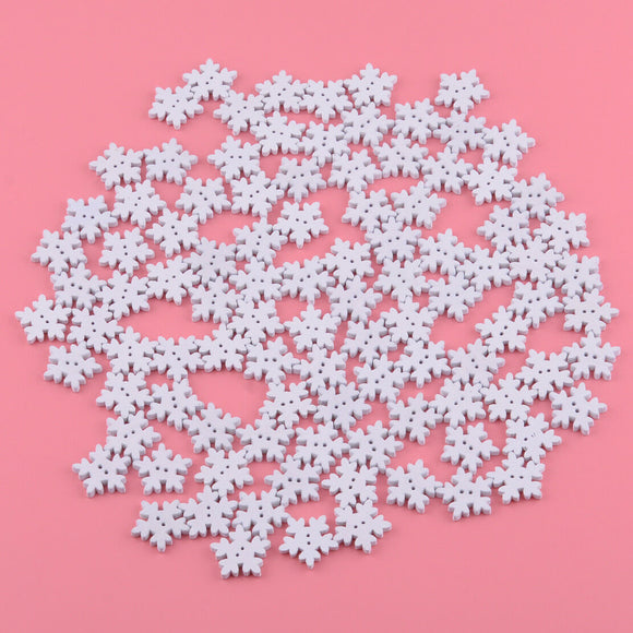 White Wooden Snowflake Buttons