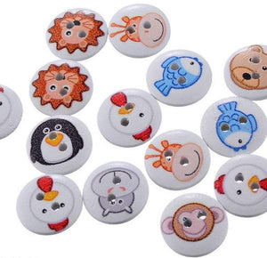 Wooden Animal Buttons, 15mm,