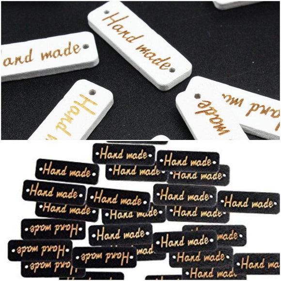 Wooden Handmade Tags, Black or White
